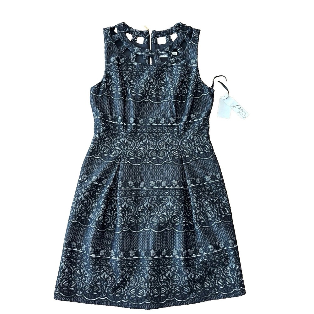 Eliza‎ J Knit Sleeveless Crewneck Black Dress Womens Size 12 NWT